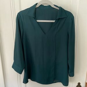 Tailor Made V-neck Blouse with 3/4 Sleeves (L)